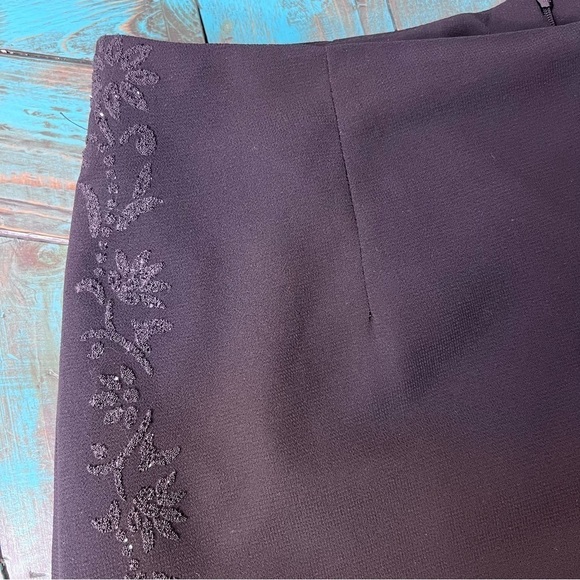 Vintage Addition Elle Black Chiffon Beaded Floral Dress Pants Size 14 - Picture 7 of 10